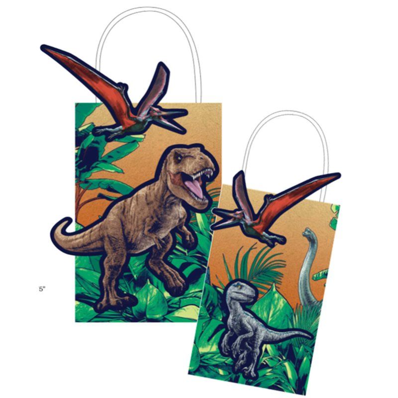 8 Pack Jurassic Into The Wild Create Your Own Paper Kraft Bags - 21cm x 13cm x 8cm