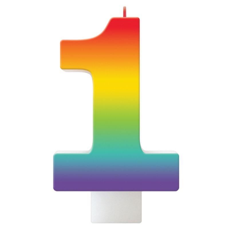 Birthday Celebration Rainbow Candle Number #1 - 11cm