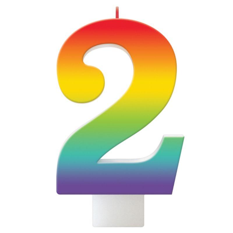 Birthday Celebration Rainbow Candle Number #2 - 11cm