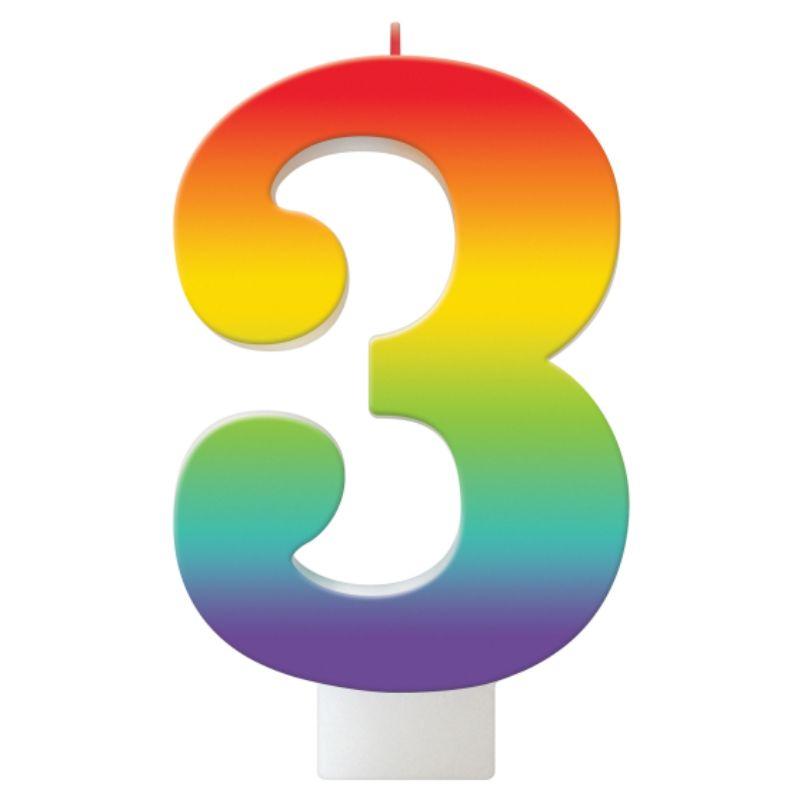Birthday Celebration Rainbow Candle Number #3 - 11cm