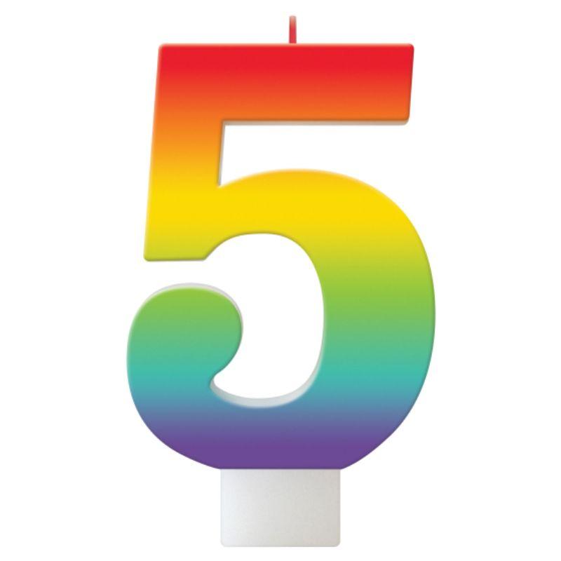 Birthday Celebration Rainbow Candle Number #5 - 11cm