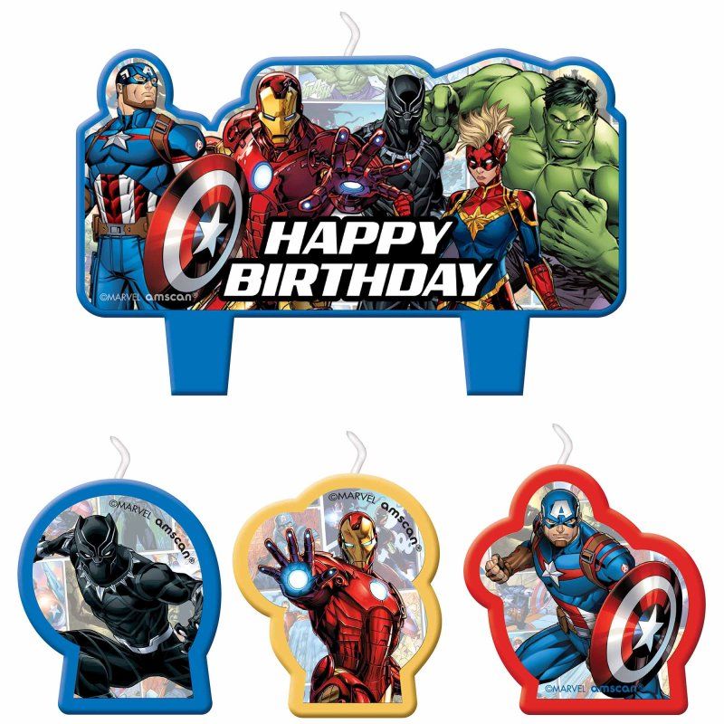 4 Pack Marvel Avengers Powers Unite Birthday Candle Set