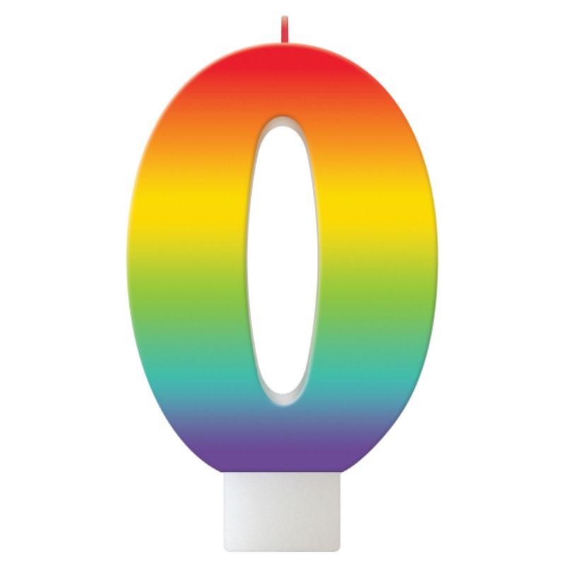Birthday Celebration Rainbow Candle Number #0 - 11cm