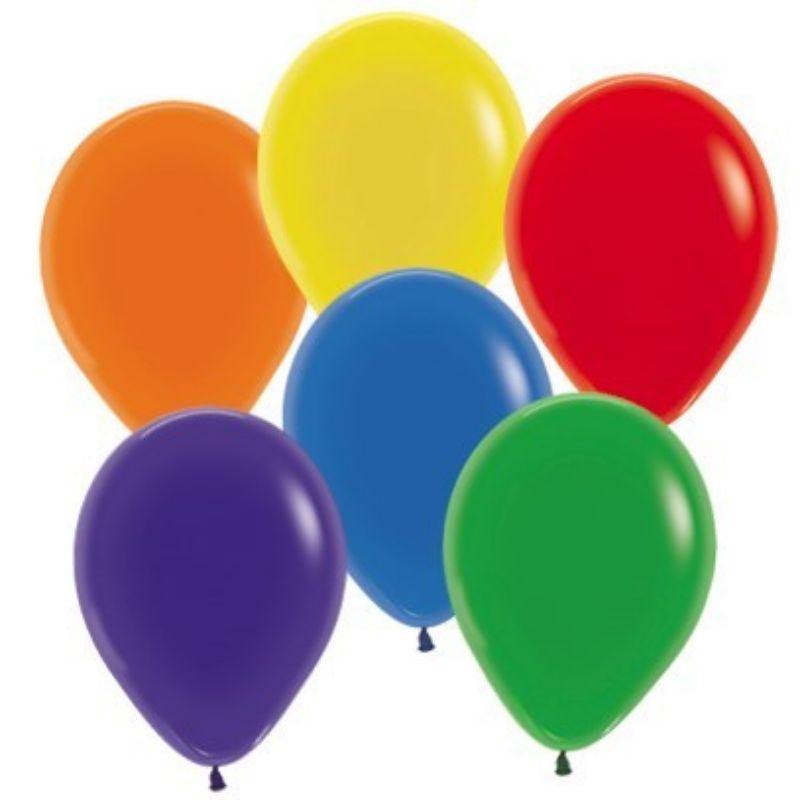 50 Pack Crystal Assorted Colour Latex Balloons - 12cm - The Base Warehouse
