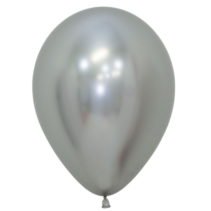 12 Pack Metallic Reflex Silver Sempertex Latex Balloon - 30cm