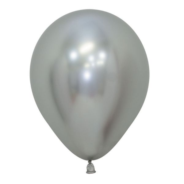 Sempertex 50 Pack Silver Sempertex Metallic Reflex Latex Balloons - 12cm