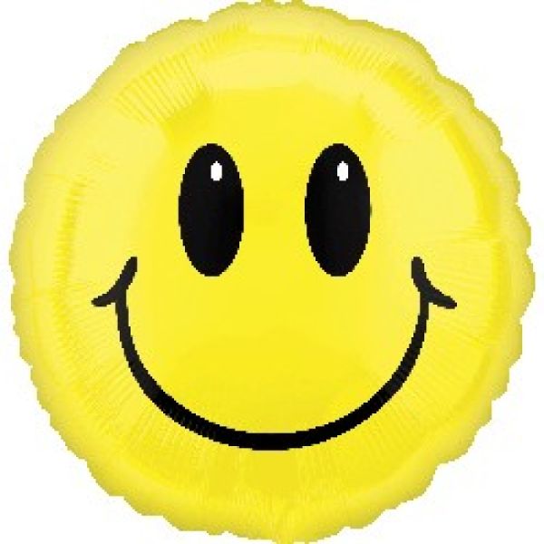 Yellow Smiley Face Standard Foil Balloon - 45cm