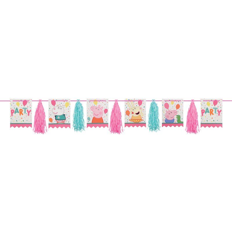 Peppa Pig Confetti Party Pennants & Tassel Glittered Garland