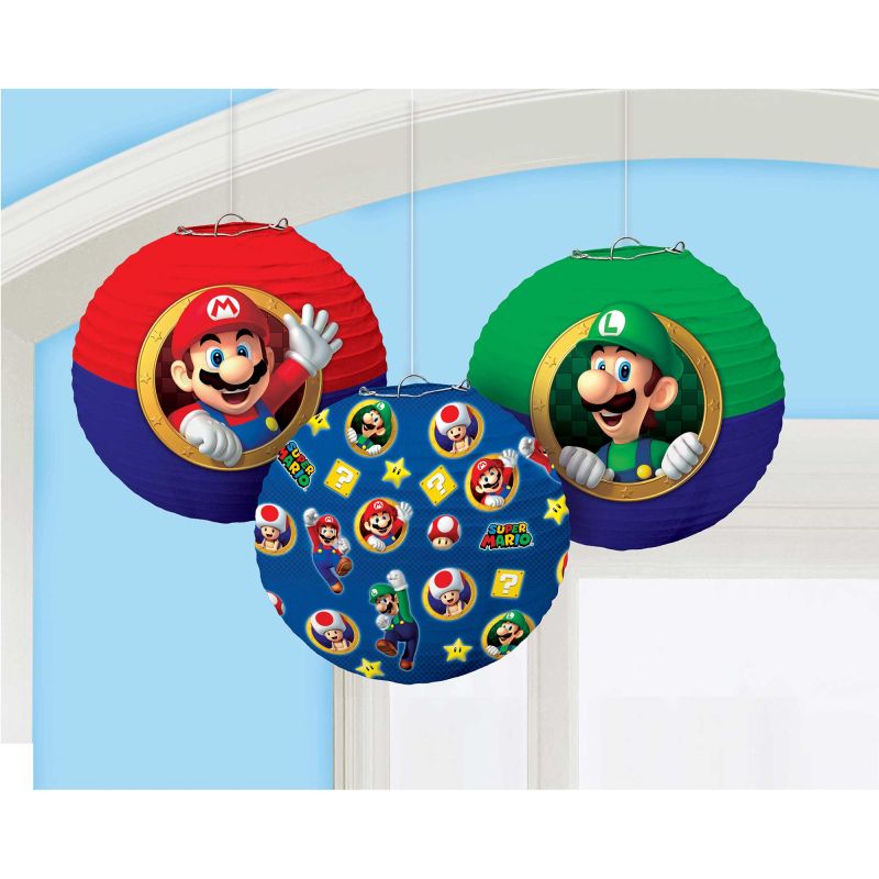 3 Pack Super Mario Brothers Paper Lanterns - 24cm