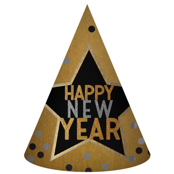 Happy New Year Cone Shaped Hat - 19cm