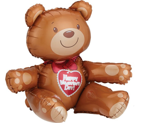 Multi-Balloon Valentine Sitting Bear Foil Balloon - 48cm x 43cm