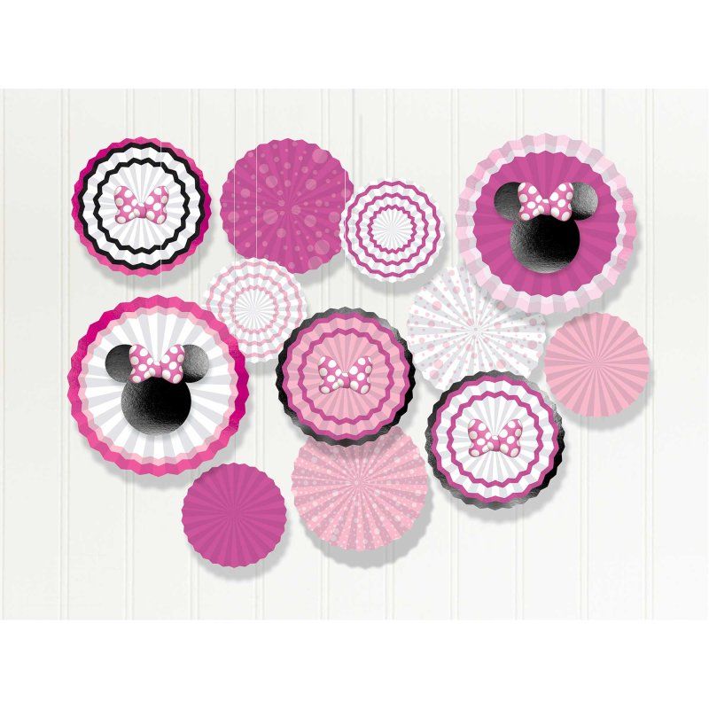 17 Pack Minnie Mouse Forever Paper Fans Decorating Kit