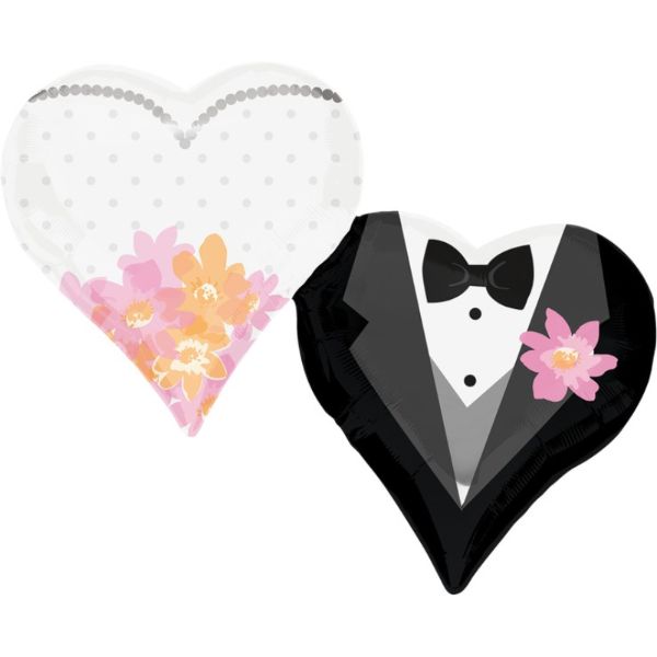 Supershape Wedding Couple Hearts Foil Balloon - 76cm x 63cm