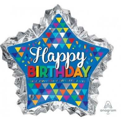 SuperShape XL Happy Birthday Primary Sketchy Patterns Foil Balloon - 86cm x 81cm - The Base Warehouse