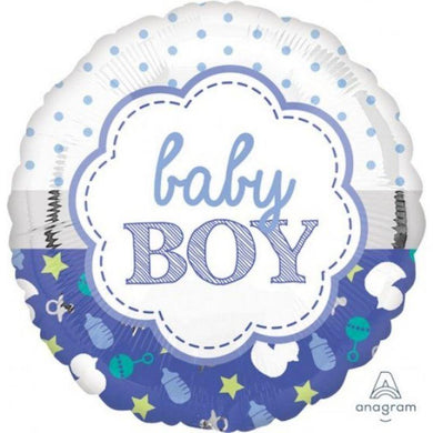 Baby Boy Scallop S40 Foil Balloon - 45cm - The Base Warehouse