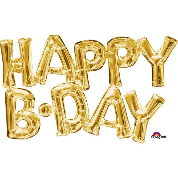 Gold Phrase Happy Birthday Foil Balloons