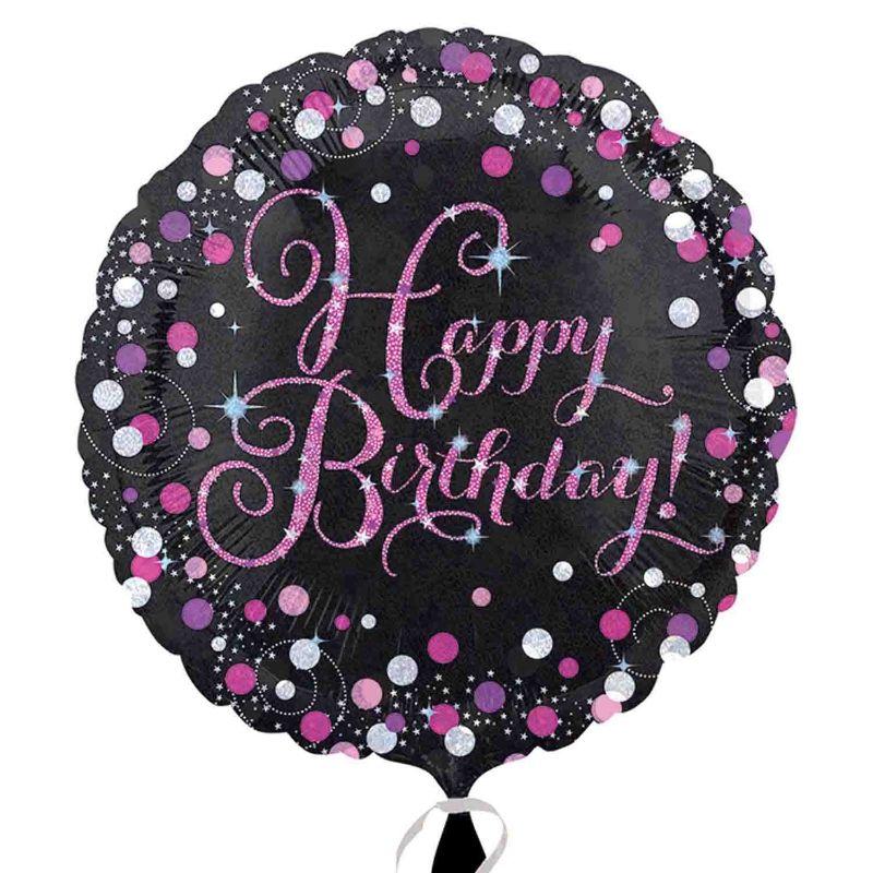 Holographic Pink Celebration Birthday Foil Balloon - 45cm