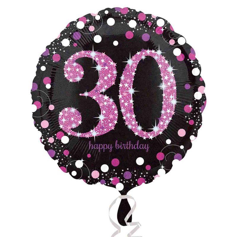 Holographic Pink Celebration 30 Foil Balloon - 45cm