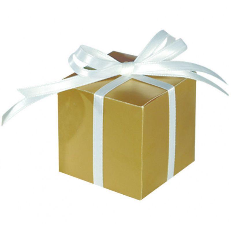 100 Mega Pack Gold Paper Favor Boxes (Ribbon not Included) - 5.7cm x 5.7cm