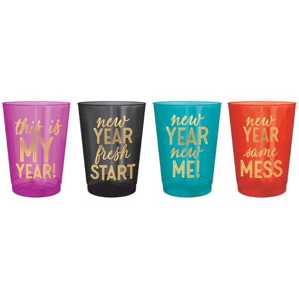 20 Pack New Year Printed Colourful Tumblers - 295ml