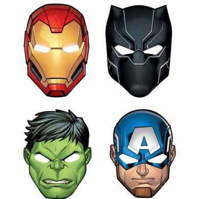 8 Pack Marvel Avengers Powers Unite Paper Masks - 24cm x 18cm - The Base Warehouse