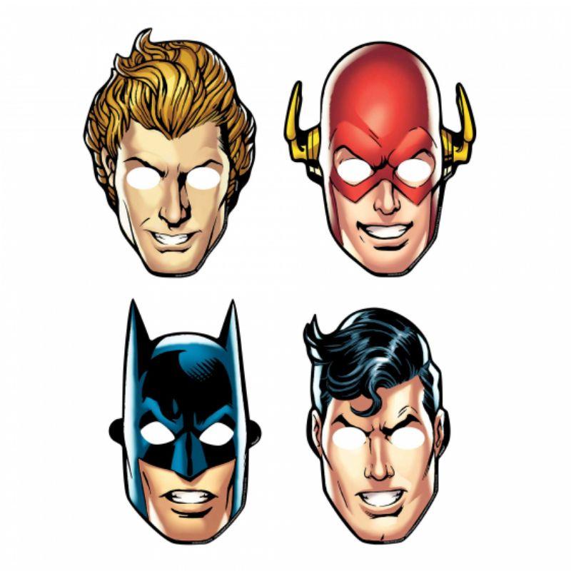 8 Pack Justice League Heroes Unite Paper Masks - 21cm x 24cm
