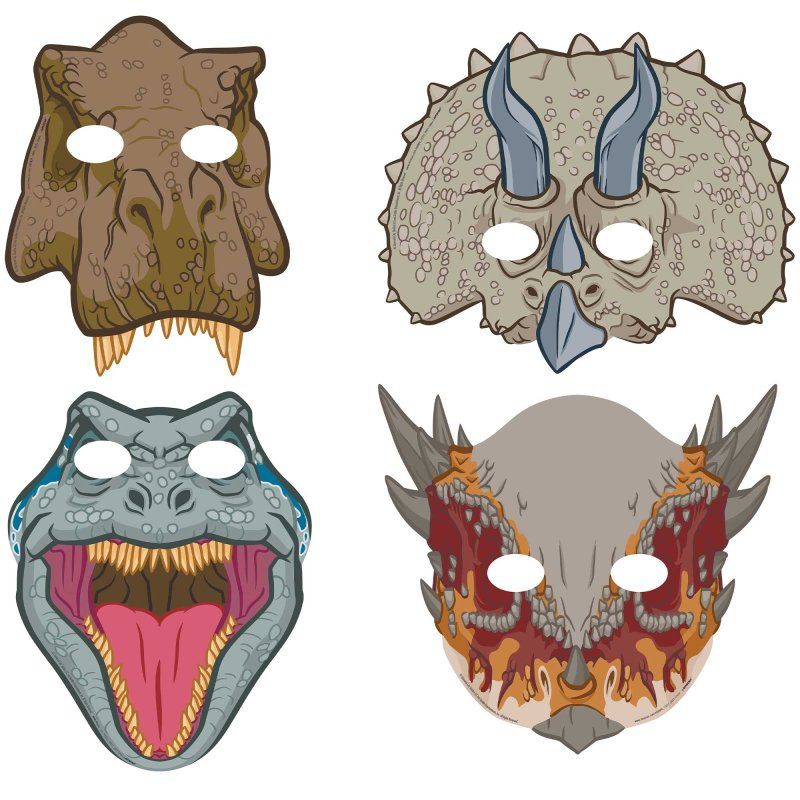 8 Pack Jurassic Into The Wild Paper Masks
