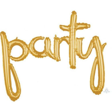 Gold party Script Phrases Foil Balloon - 99cm x 78cm - The Base Warehouse
