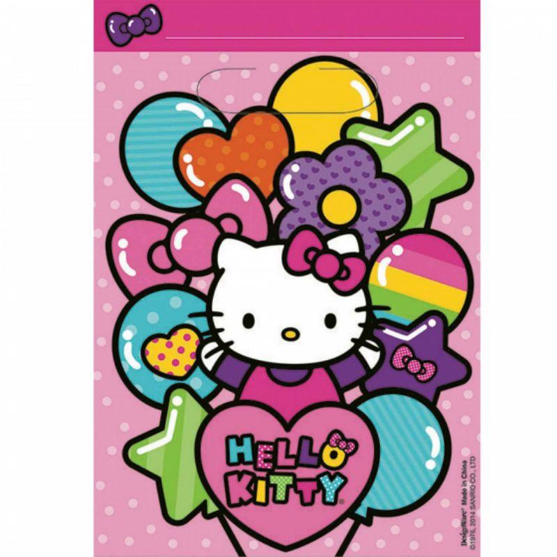 8 Pack Hello Kitty Rainbow Folded Loot Bags - 23cm