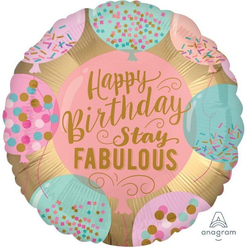 Satin XL Happy Birthday Stay Fabulous Foil Balloon - 45cm