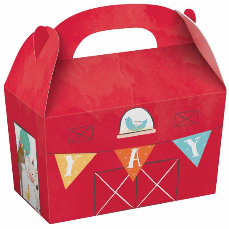 8 Pack Barnyard Birthday Cardboard Treat Boxes - 19cm x 14cm x 10cm