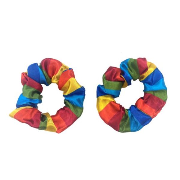 2 Pack Rainbow Fabric Hair Scrunchies