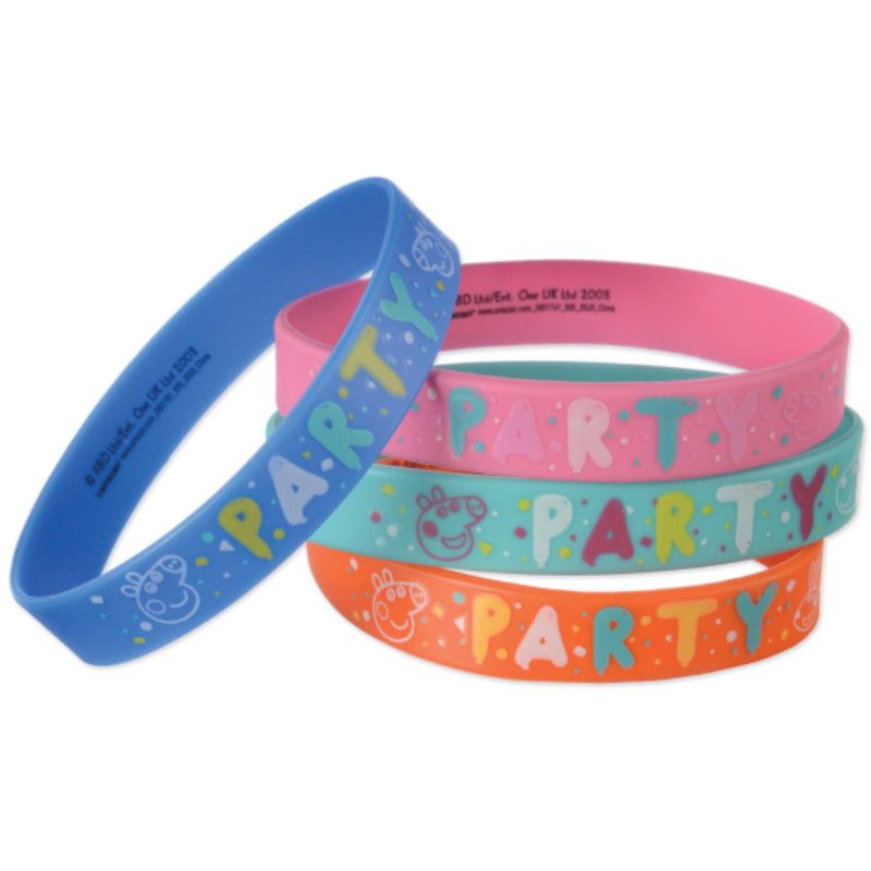 4 Pack Peppa Pig Confetti Party Rubber Bracelets Favors