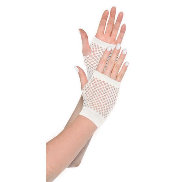 White Short Fishnet Gloves
