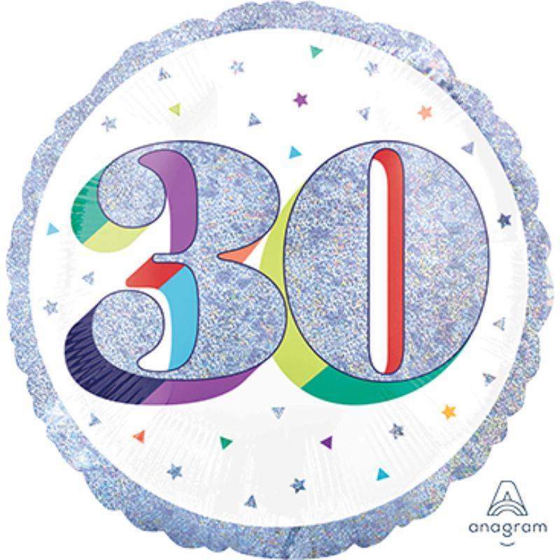 Holographic Heres to Your Birthday 30 Foil Balloon - 45cm