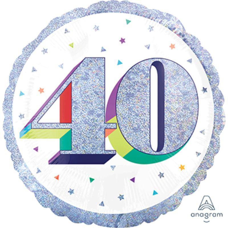 Holographic Heres to Your Birthday 40 Foil Balloon - 45cm