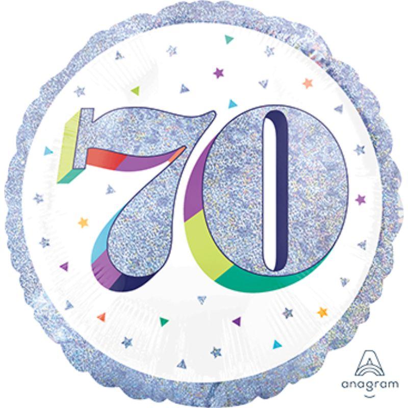 Holographic Heres to Your Birthday 70 Foil Balloon - 45cm