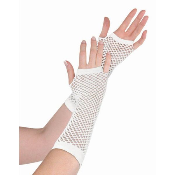 White Long Fishnet Gloves