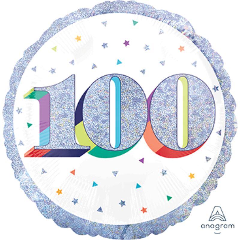 Holographic Heres to Your Birthday 100 Foil Balloon - 45cm