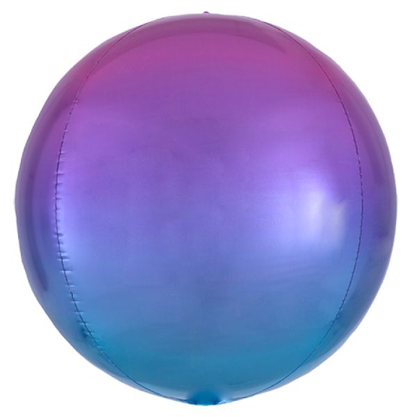 Orbz Ombre Red & Blue Round Foil Balloon - 38cm x 40cm