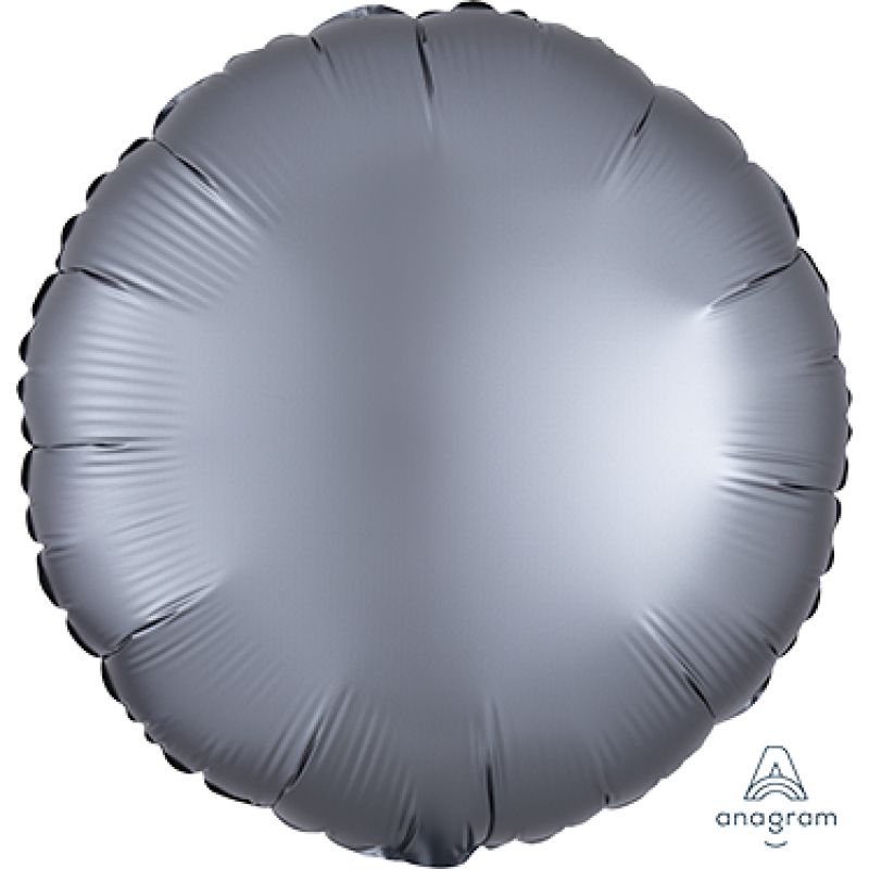 Satin Luxe Graphite Circle Standard Foil Balloon - 45cm