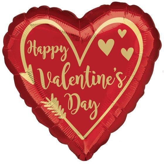 Standard HX Happy Valentines Day Arrow Heart Foil Balloon - 45cm
