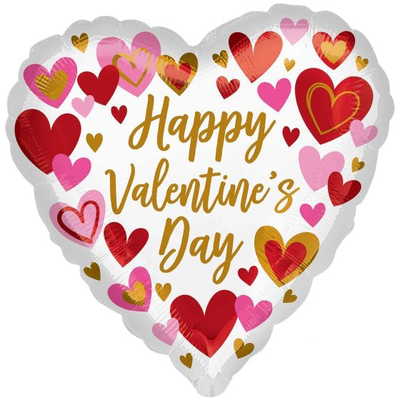 Jumbo Shape HX Happy Valentines Day Playful Hearts Foil Balloon - 71cm