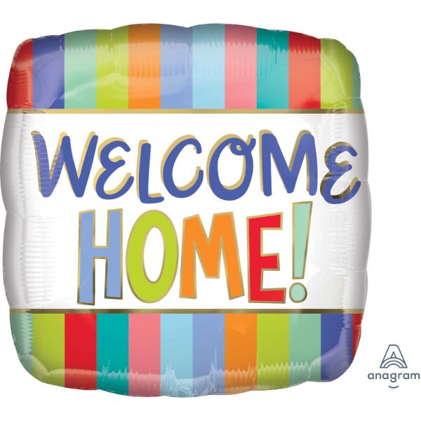 Colourful Welcome Home With Stripes Foil Balloon - 45cm