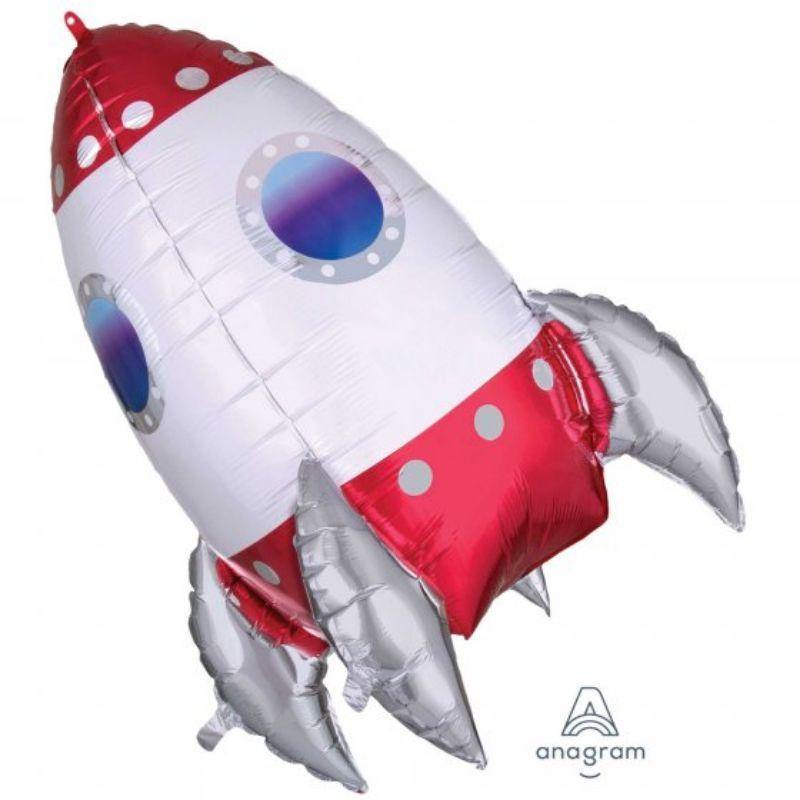UltraShape Rocket Ship Foil Balloon - 55cm x 73cm - The Base Warehouse