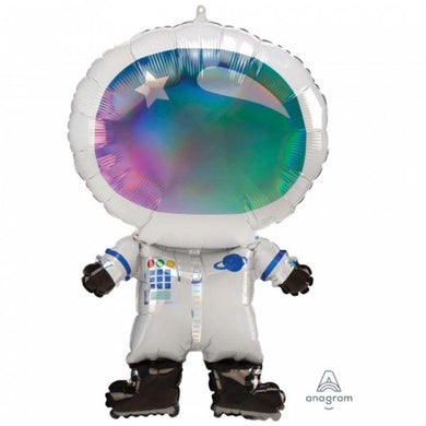 SuperShape Holographic Iridescent Astronaut Foil Balloon - 50cm x 76cm - The Base Warehouse