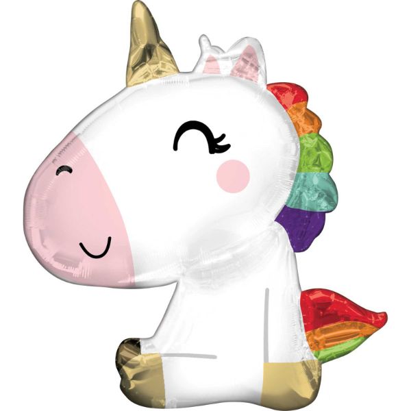 SuperShape Satin Sitting Unicorn Foil Balloon - 68cm x 73cm