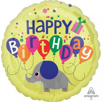 Elephant Happy Birthday Foil Balloon - 45cm - The Base Warehouse