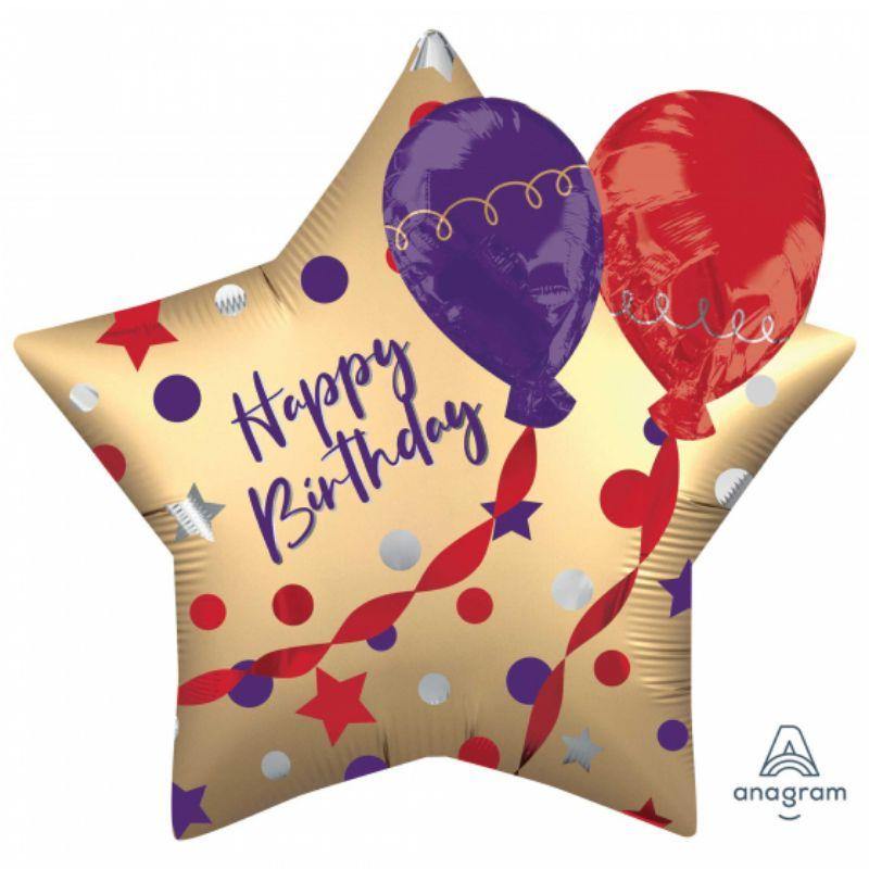 Multi-Balloon EZ-Fill Satin Happy Birthday Balloons Foil Balloon - 71cm x 71cm - The Base Warehouse