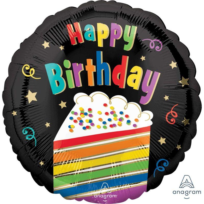 Happy Birthday Rainbow Cake Foil Balloon - 45cm
